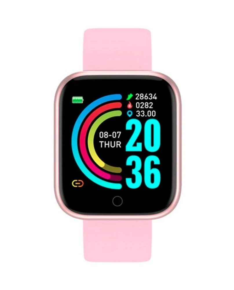 Y68 smart watch in pink color